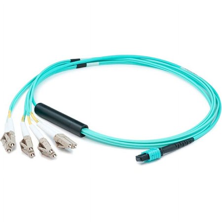 UPC: 0662730296209 | AddOn 30m MPO (Female) to 8xLC (Male) 8-Strand Aqua OM4 Fiber Fanout Cable