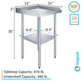 thumbnail image 3 of AmGood 24" Long x 24" Deep Commercial Work Table with Backsplash and Sidesplashes | Stainless Steel Prep Table for Kitchen, Restaurant, Garage, Laundry | NSF, 3 of 6