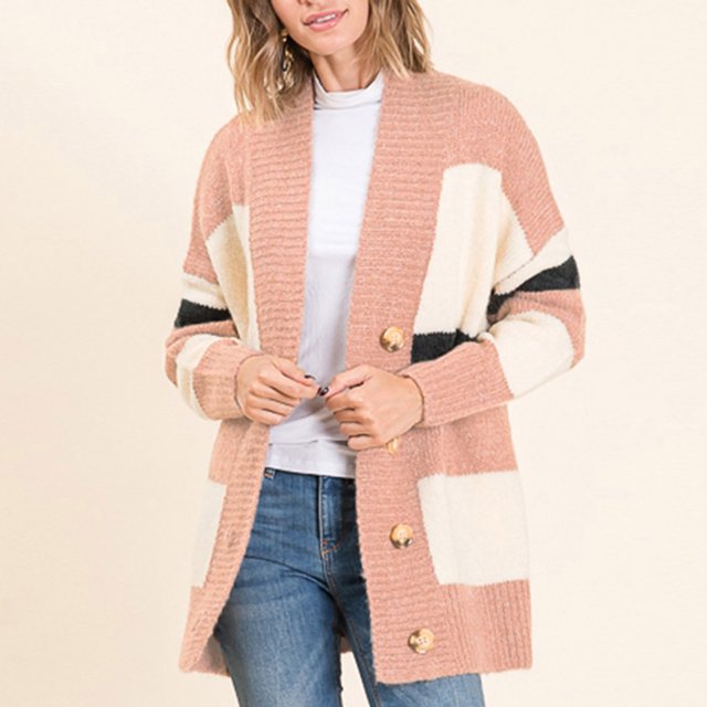 Pntutb moda mujer Casual cuello pico manga larga otoño suéter cárdigan blusa tops Pntutb Pntutb-5991