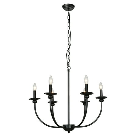 

LNC 6-Light Modern/Contemporary Matte Black Large Candle Chandelier