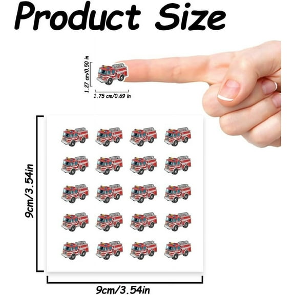 400Pcs Self-Adhesive Planner Stickers Fire Truck Stickers Fire Car Stickers Decals for Planner Calendar Scrapbook Crafting Party Decor Gift Bag Seal Car Theme Party Decor 0.5 Inch