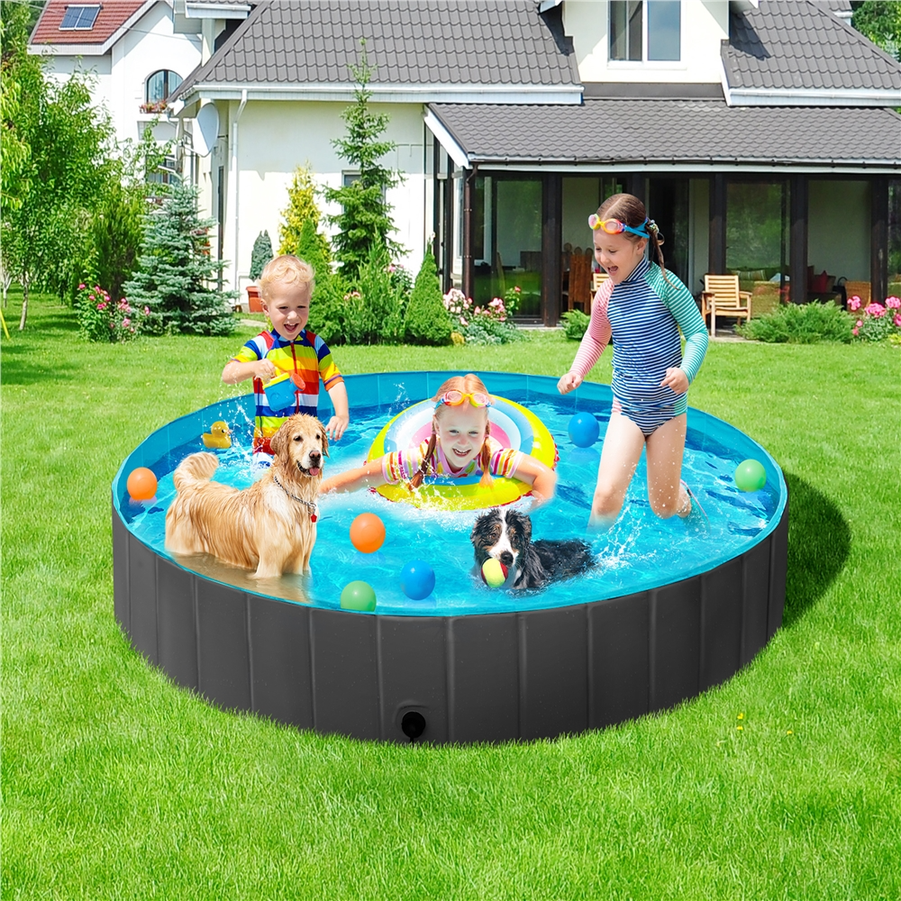 Yaheetech 71'' Pet Pool Dogs Swimming Pool Wash Tub for Dogs/Cats, Black, XXXL