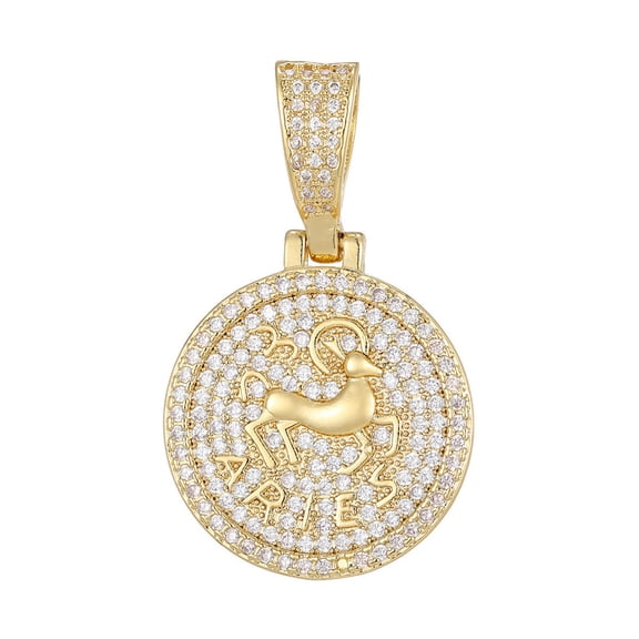 HIJONES Women's 12 Constellation Horoscope Gemstone Pendant Necklace Stainless Steel Personalized Pendant Chain Jewelry Aries