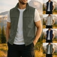 thumbnail image 2 of ZCFZJW Mens Casual Lightweight Travel Vest Trendy Fall Spring Utility Safari Vest Sleeveless Jackets for Travel Hiking Fishing Khaki M, 2 of 5
