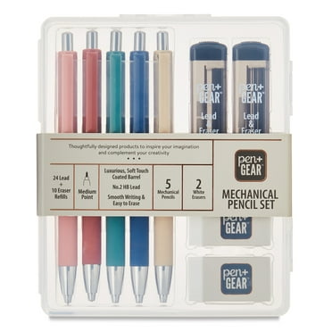Pen+Gear Mechanical Pencil Kit with Storage Case, 0.7mm #2 Lead, 5 Count