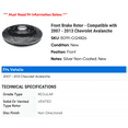 thumbnail image 2 of Front Brake Rotor - Compatible with 2007 - 2013 Chevy Avalanche 2008 2009 2010 2011 2012, 2 of 2