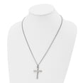 thumbnail image 4 of Stainless Steel Curb Diamond Necklace Chain Chisel Polished with 14k Gold Accent 1/15 carat Cross Pendant on a 22 inch 30 mm, 4 of 5