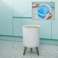thumbnail image 6 of Modern Trash Can Round Press Cover Wood Grain Tall Standing Trash Basket Large Diameter Bathroom Toilet Trash Basket, 6 of 10