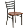 thumbnail image 2 of Emma + Oliver Clear Coated Ladder Back Metal Restaurant Chair - Cherry Wood Seat, 2 of 7
