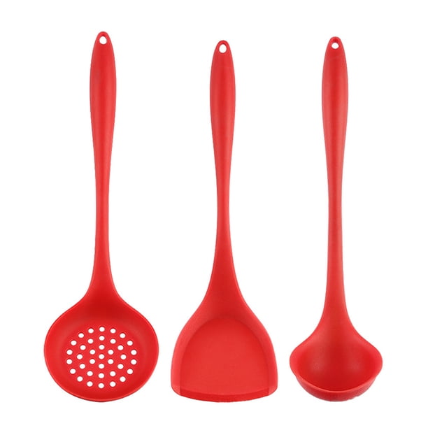 1 juego de utensilios de cocina de silicona, espátula, cuchara, colador, utensilios de cocina antiadherentes