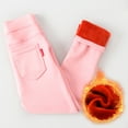 thumbnail image 2 of ibiyuan Girls' Thermal Trousers Winter Warm Leggings With Pockets Soft Comfortable Kids Clothing Fashionable Cold Weather Pants Pink,18-24 Months, 2 of 4