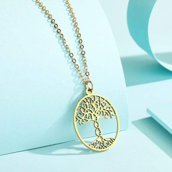 Tree of Life with A DNA Trunk Necklace Silver DNA Necklace Genealogy Gift