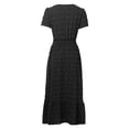 thumbnail image 3 of Bohemian V Neck Polka Bot High Waisted Button Up A Line Pleated Layered Dress Womens Dresses Summer Summer Wrap Dress Causal Dresses for Women Maxi Dress Pockets Women Casual Floral Fit An Flare Dress, 3 of 4