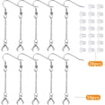 thumbnail image 3 of 10pcs Stainless Steel Earring Hooks Hypoallergenic French Earring Fish Hooks with Beaded Chains and Pinch Bails, 20pcs Clear Earring Backs for DIY Jewelry Making Supplies, 3 of 8