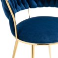 thumbnail image 5 of Velvet Dining Chairs, Mid-Century Living Room Chair with Golden Metal Legs, Woven Back Upholstered Dining Chairs, Accent Desk Chair Living Room Bedroom Office Waiting Room(Navy,Set of 8), 5 of 10