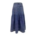 thumbnail image 5 of Letdown Women's Casual Retro High Waist A Line Denim Long Skirt For Women Distressed Hippie Maxi Denim Skirt with Pockets, 5 of 5