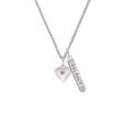 thumbnail image 2 of Delight Jewelry Silvertone Large October - Hot Pink Crystal Heart Silvertone Balance Bar Charm Necklace, 23", 2 of 4