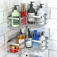 thumbnail image 7 of stusgo Corner Shower Caddy 2 Pack, Bathroom Shower Organizer Shelves, No Drilling Corner Shower Shelves Shampoo Holder with 8 Hooks and 6 Adhesives (Silver), 7 of 7