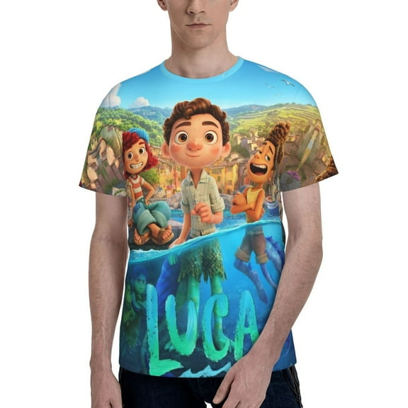 Luca Men's T Shirts Cartoon Graphic Short Sleeve Tees Novelty Casual Unisex Adults Tee Shirt Tops