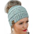 thumbnail image 1 of GFDYREE Bonnet Chignon en Tricot de Qualité CC (Menthe Mouchetée), 1 of 1