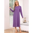 thumbnail image 2 of DARING DIVA Women's Long Sleeve Long Soft Button Down Nightshirt S Purple, 2 of 7