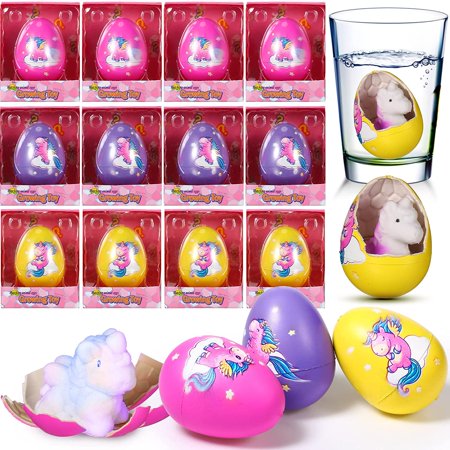 Master Toys and Novelties 6 Pack - Surprise Growing Unicorn Hatching Rainbow Egg Kids Toys, Assorted Colors