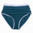 thumbnail image 5 of HCNTES Womens High Waisted Swim Bottom Retro Triangle Bikini Bottoms Tummy Control Scrunch Swimwear Dark Blue,5XL, 5 of 9