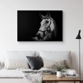 thumbnail image 2 of PixonSign Canvas Print Wall Art Portrait of Horse with Reins Animals Wildlife Photography Realism Minimalist Closeup Relax/Calm Dark Black and White for Living Room, Bedroom, Office - 16"x24", 2 of 5