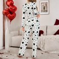 thumbnail image 5 of Women's Comfortable Heart Print Long Sleeve Long Pants Pajama Set - Loungewear - Black Size L, 5 of 6