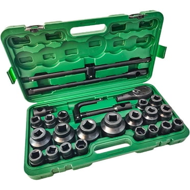 Doppy 3/4" and 1" Drive Impact Socket Set, Metric Size (21-50 mm and 55-65 mm) Jumbo Impact Socket Sets,6 Point, Cr-V,Includes Adapter,Ratchet Wrench, Extension Bar and Portable Storage Case