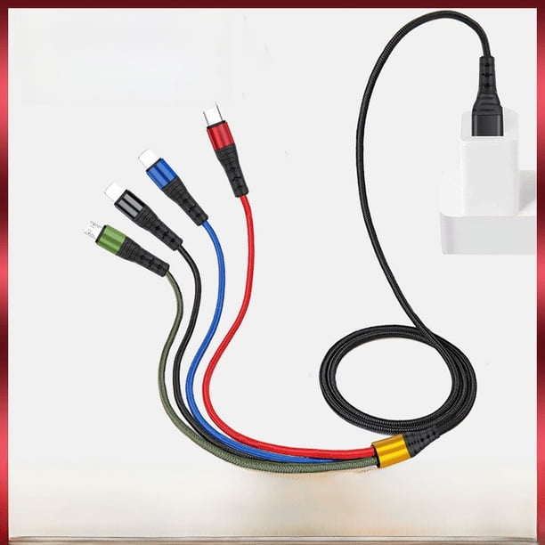 El cable de datos de uno a cuatro es adecuado para Android 2 Cable de carga rápida multicabezal 4 en 1 tipo C de Apple