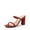 RED, variant on Women's Square Open Toe Block Heels Two Strap Slip On High Heeled Slides Sandals