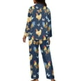 thumbnail image 2 of Renewold Women's Long Sleeve Pj's Button Down Sleepwear Pajama Set 2 PCS Chicken Butterfly Crewneck Beach Wear Pjs Shirt Warmth Athletic Outfits Clothing Size S, 2 of 6