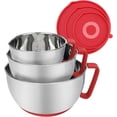 thumbnail image 2 of Mixing Bowls with  Set: Stainless  Mixing Bowls with Handles, Non-Slip Bottom & Pour Spout - Red, 3 quarts, 2 of 7