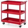 thumbnail image 1 of Costway Chariot Utilitaire à 3 Niveaux Chariot de Service de Rangement en Métal Capacité de 330 Lb Rouge, 1 of 10