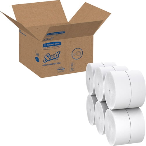 Scott Essential Coreless JRT, Septic Safe, 1-Ply, White, 2300 ft, 12 Rolls/Carton -KCC07005 - 3