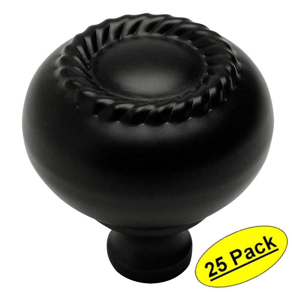Cosmas 4040FB Flat Black Rope / Scroll Hardware Knob with