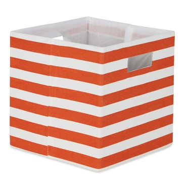 Contemporary Home Living 13" Red and White Striped Square Storage Bin
