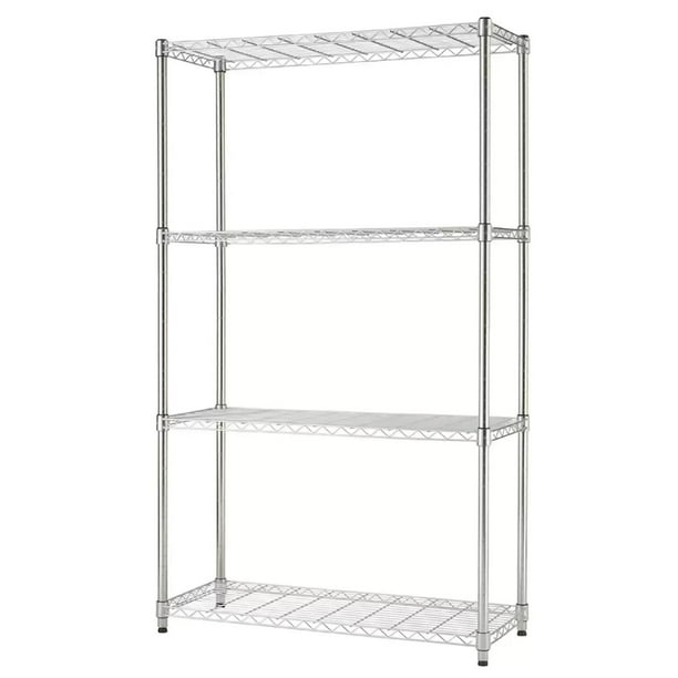 Estante de 4 niveles RackPlus 1 Rack 4 Repisas Sin Ruedas Peso por repisa 50kg Acero Cromado