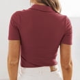 thumbnail image 4 of Tiqkatyck Womens Tops on Sale, Womens Casual Tops V Neck Slim Fit Business Work Tops Button Down Short Sleeve Shirts Ribbed Knit T Shirt Long Sleeve Shirts for Women Polo Shirts for Women Red L, 4 of 7
