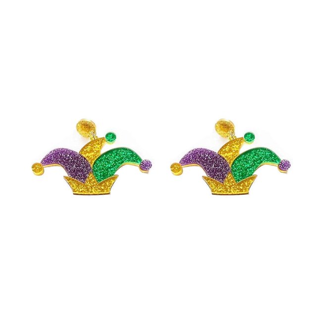 100%New,Women Mardi Gras Dangle Earrings Earrings For Women European American Miss Mardi Gras Jewelry----B--Product code 72464 B