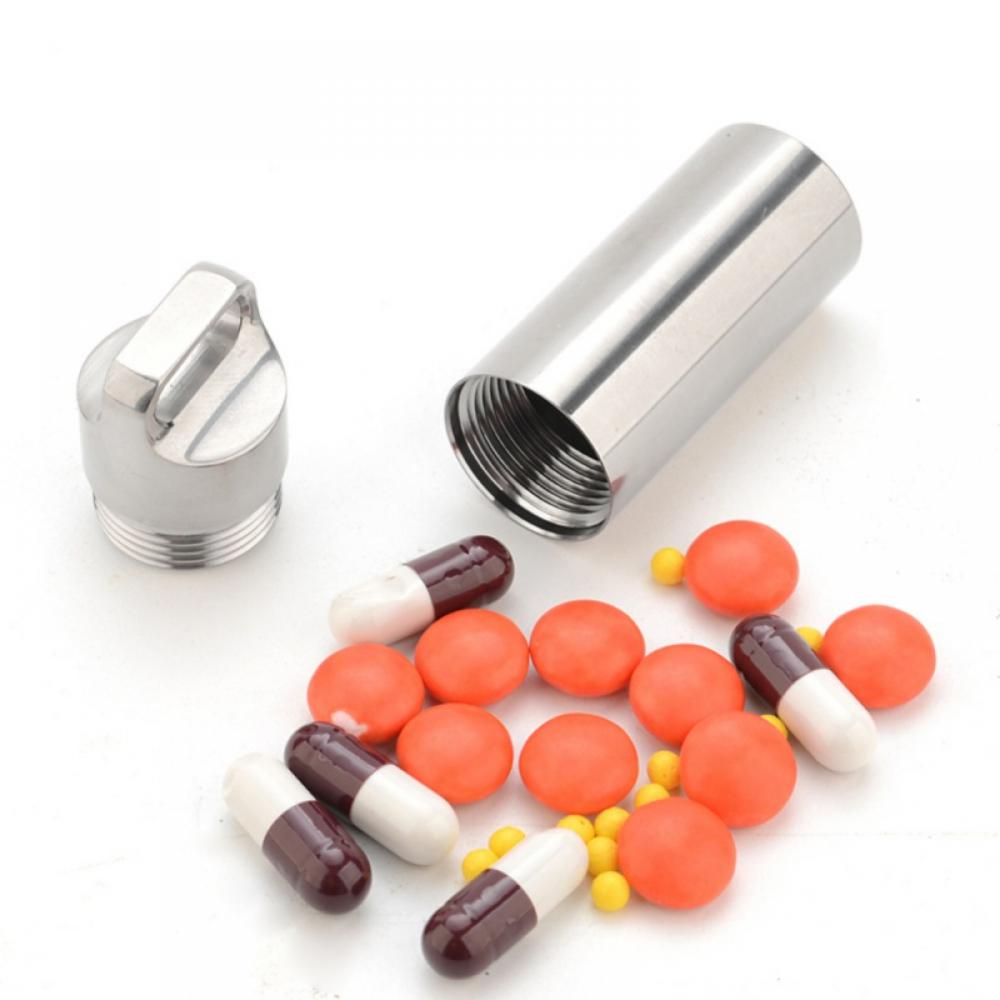 Keychain Pill Holder Mini Fob Container Titanium Pocket Pill Case