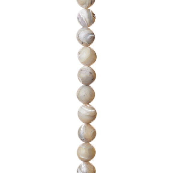 Bead Landing 7mm Light Gray Mother of Pearl Round Beads, 12 Pack