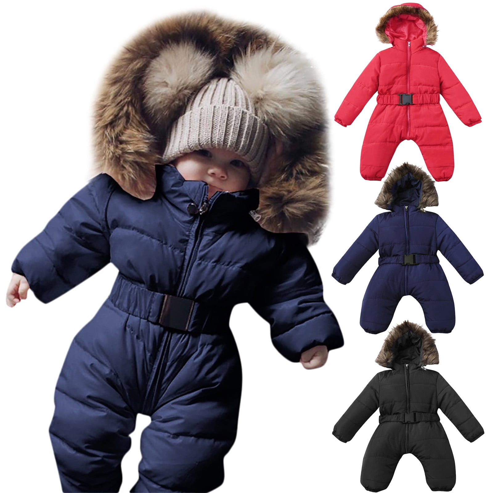 Toddler Baby Girl Boy Winter Warm Outerwear Hooded Coat Down Jacket Snowsuits KN 