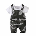thumbnail image 2 of Toddler Boy Outfits 2 Piece Crew Neck Solid Print Short Sleeve T Shirt Top And Suspenders Shorts Casual Boys' Clothing Sets CE2 2 Years-3 Years, 2 of 9