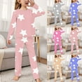 thumbnail image 4 of Odeerbi 2-14 Years Kids Boys Girls Soft Pajamas Long Sleeve Tops Pants Set Soft Loungewear Star Printed Sleepwear Flannel Two-piece Pajama Sets Kids Boys Girls Clothes, 4 of 4