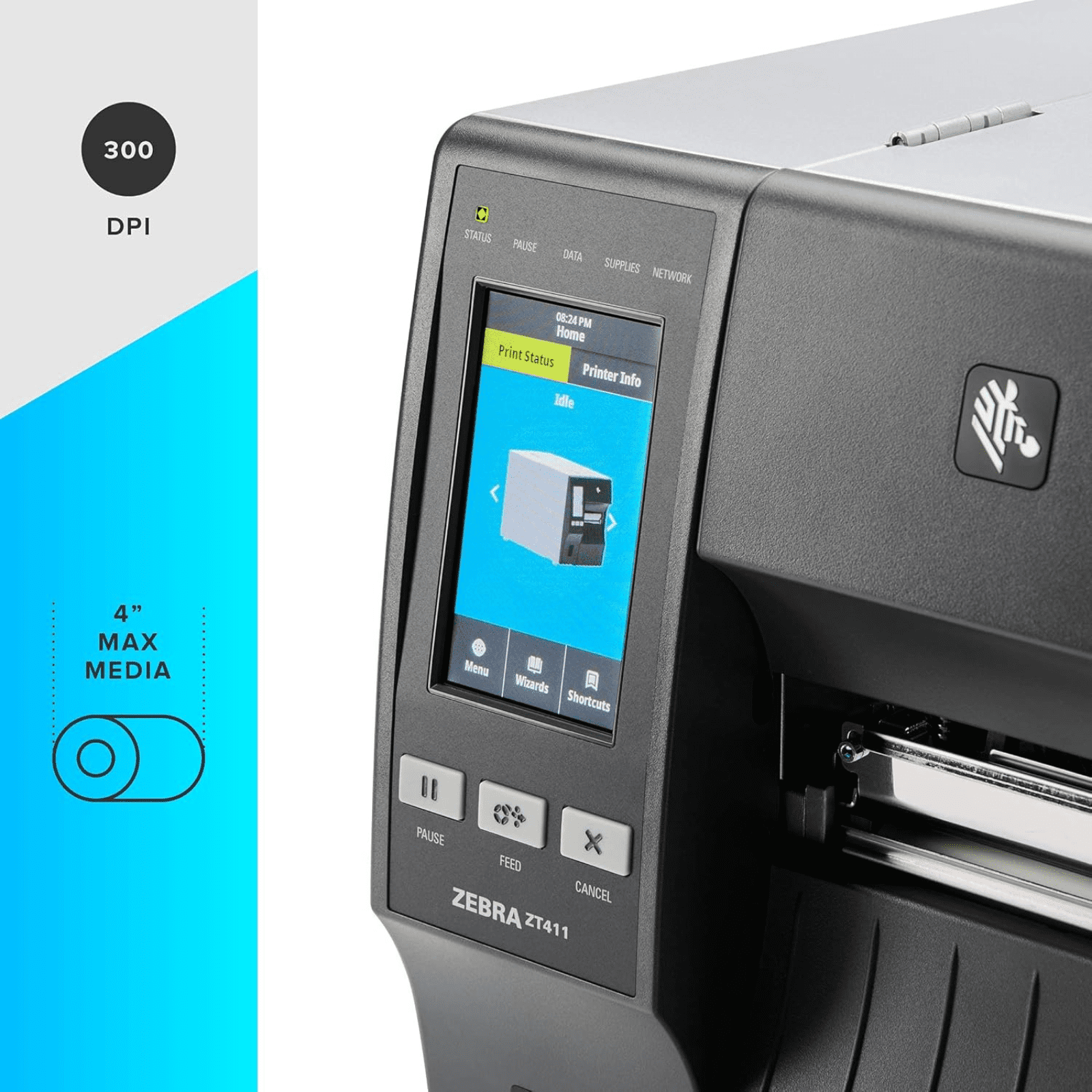 Zebra ZT411 Thermal Transfer Industrial Printer 300 dpi Print Width 4 in Serial USB Ethernet Bluetooth ZT41143-T010000Z