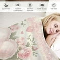 thumbnail image 3 of Sheronv Pink Roses Hearts Lace-like Borders Warm Lightweight Fleece All Seasons Throw Blanket Sofa Decor Cow Gifts Exquisite Super Soft Blanket 40x50in, 3 of 6