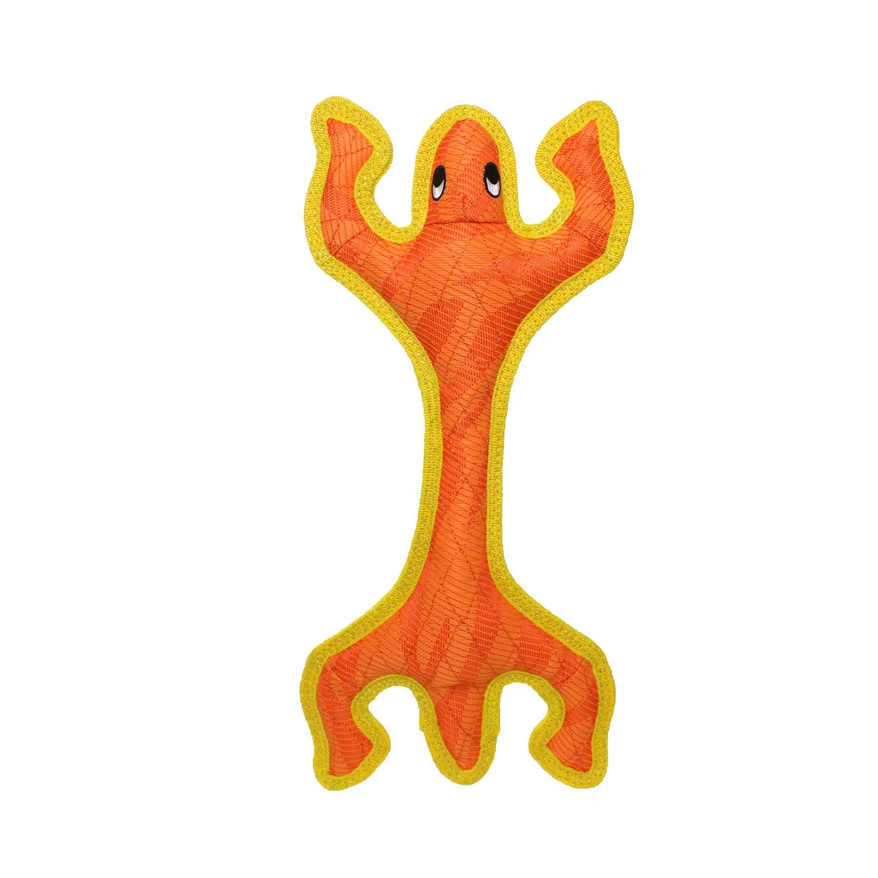DuraForce Lizard Tiger Orange-Yellow, 2-Pack, Durable Woven Mesh Fiber Squeaky Dog Toy