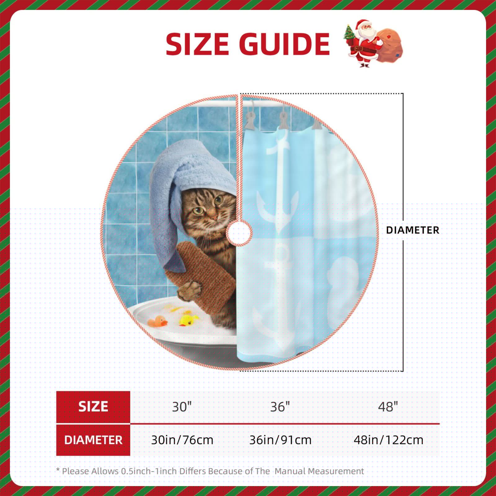 thumbnail image 4 of Bingfone Christmas Tree Skirt Mat Christmas Decoration Interior 36"-Funny Cat Taking A Bath, 4 of 8